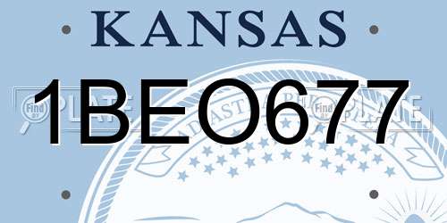1BEO677 Kansas License Plate