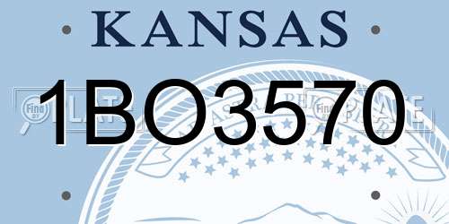 1BO3570 Kansas License Plate
