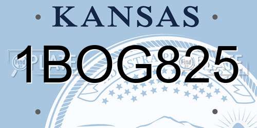 1BOG825 Kansas License Plate