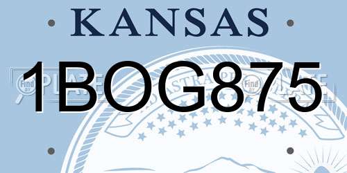 1BOG875 Kansas License Plate
