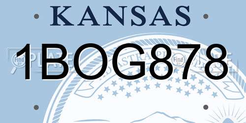 1BOG878 Kansas License Plate