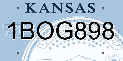 1BOG898 Kansas License Plate