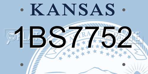 1BS7752 Kansas License Plate