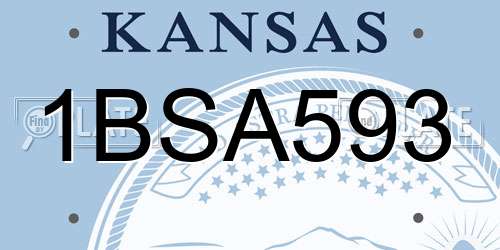 1BSA593 Kansas License Plate