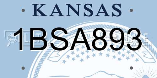 1BSA893 Kansas License Plate