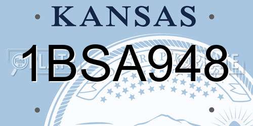 1BSA948 Kansas License Plate