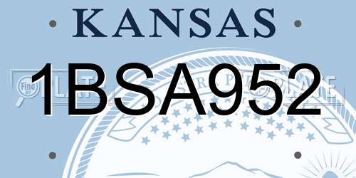 1BSA952 Kansas License Plate