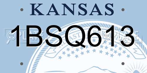 1BSQ613 Kansas License Plate