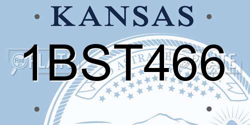 1BST466 Kansas License Plate