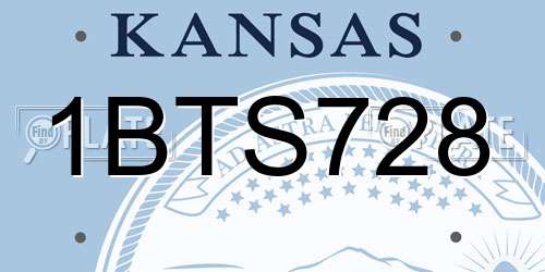 1BTS728 Kansas License Plate