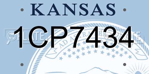 1CP7434 Kansas License Plate