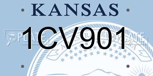 1CV901 Kansas License Plate