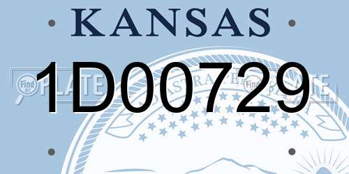 1D00729 Kansas License Plate