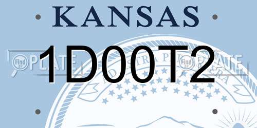 1D00T2 Kansas License Plate