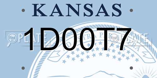 1D00T7 Kansas License Plate