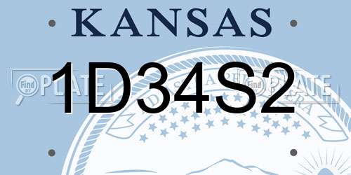 1D34S2 Kansas License Plate