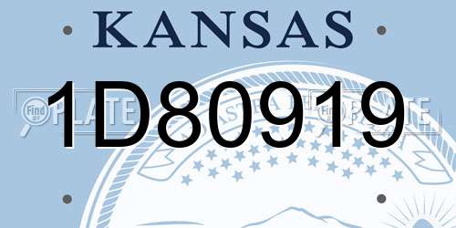 1D80919 Kansas License Plate