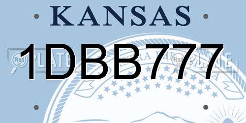 1DBB777 Kansas License Plate