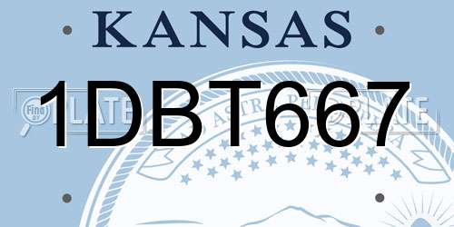 1DBT667 Kansas License Plate