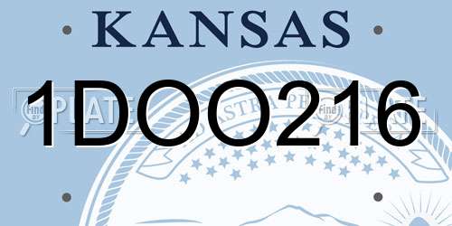 1DOO216 Kansas License Plate