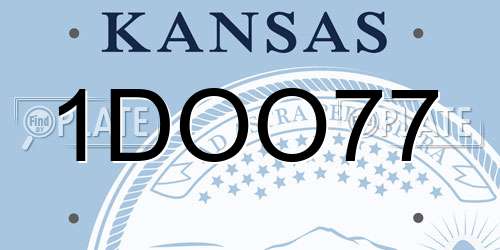 1DOO77 Kansas License Plate