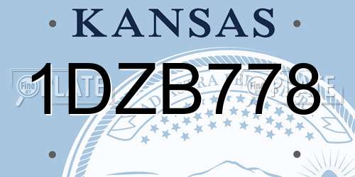 1DZB778 Kansas License Plate
