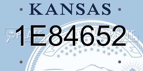 1E84652 Kansas License Plate