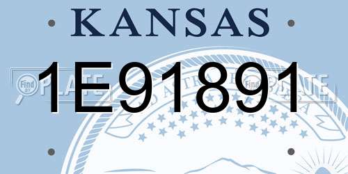 1E91891 Kansas License Plate