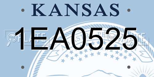 1EA0525 Kansas License Plate