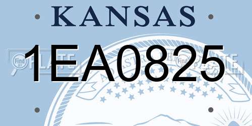 1EA0825 Kansas License Plate