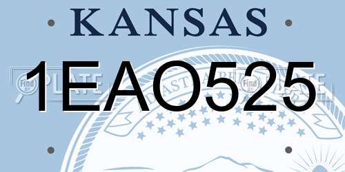 1EAO525 Kansas License Plate