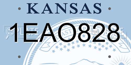 1EAO828 Kansas License Plate