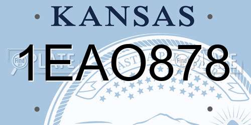 1EAO878 Kansas License Plate
