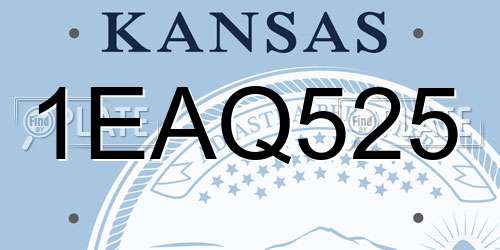 1EAQ525 Kansas License Plate