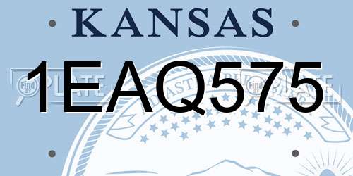 1EAQ575 Kansas License Plate