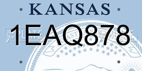 1EAQ878 Kansas License Plate