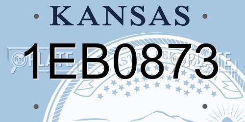 1EB0873 Kansas License Plate