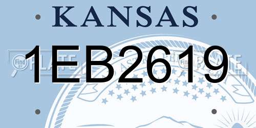 1EB2619 Kansas License Plate