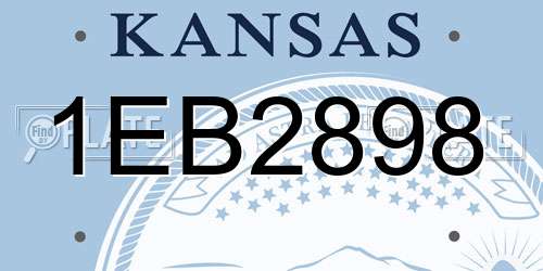 1EB2898 Kansas License Plate