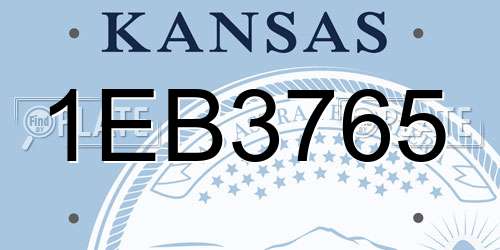 1EB3765 Kansas License Plate