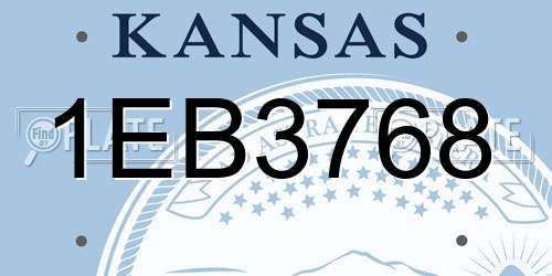 1EB3768 Kansas License Plate