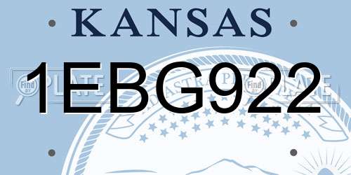 1EBG922 Kansas License Plate
