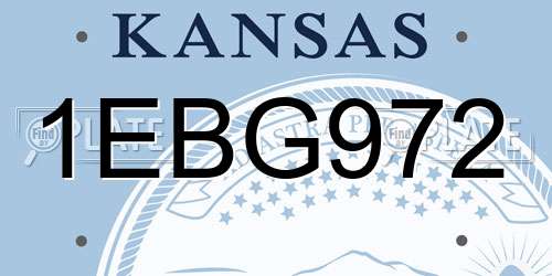 1EBG972 Kansas License Plate