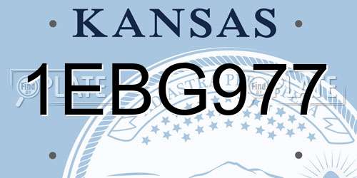 1EBG977 Kansas License Plate