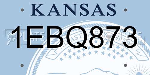 1EBQ873 Kansas License Plate