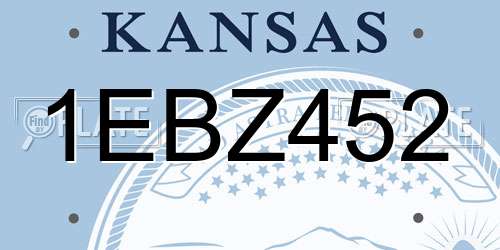 1EBZ452 Kansas License Plate