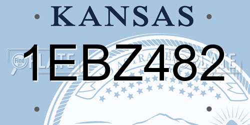 1EBZ482 Kansas License Plate