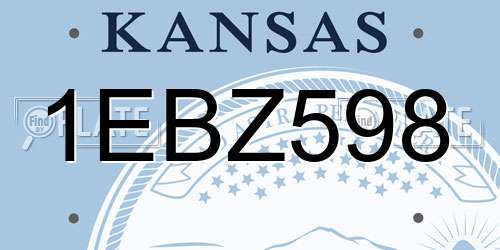 1EBZ598 Kansas License Plate