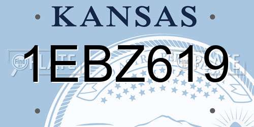 1EBZ619 Kansas License Plate