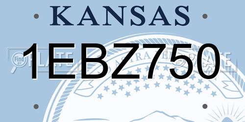 1EBZ750 Kansas License Plate